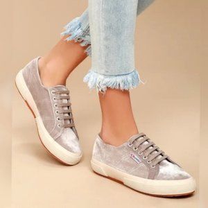 Superga Velvet 2750 Silver Grey Sneakers